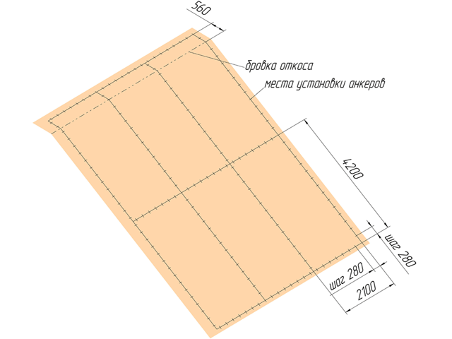 Разметка зоны укладки георешетки.