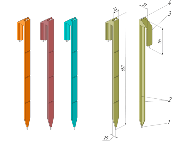 Георешетки крепятся на поверхности грунта при помощи металлических или пластмассовых анкеров.